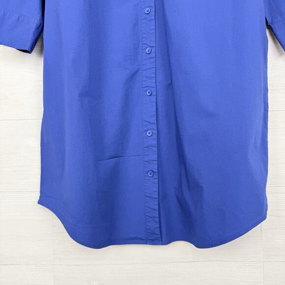 Universal Standard Cotton Poplin Shirt Dress M 18-20 Long Sleeves Blue Preppy - Picture 6 of 15
